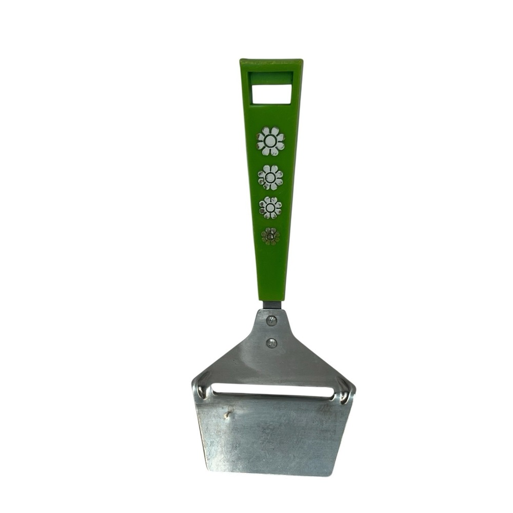 Vintage Travco Cheese Slicer Green‎ Planer With Embossed Daisy Flower Handle MCM